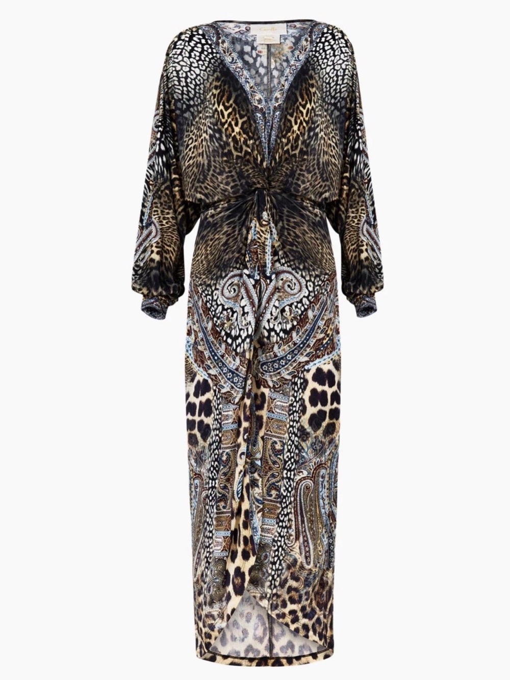 NWT Camilla Istanbul Animalia Printed Twist-Front Midi-Dress Medium